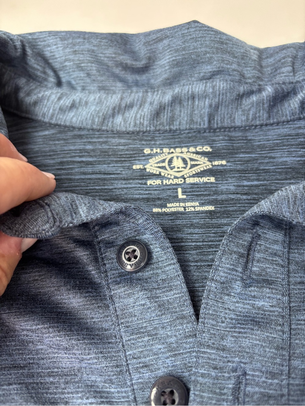 G.H. Bass & Co. Heathered Blue Polo Shirt Size L EUC